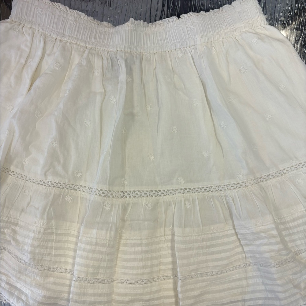 GAP White Tiered Eyelet Lined Cotton Skirt